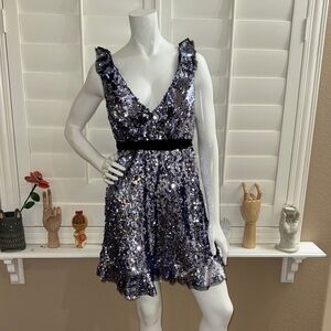 Free People Sequin Siren Ruffled Mini Dress